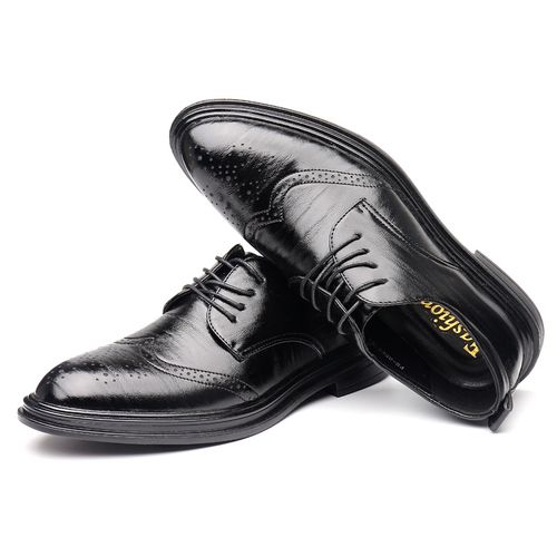 men's large size business brogue leather shoes