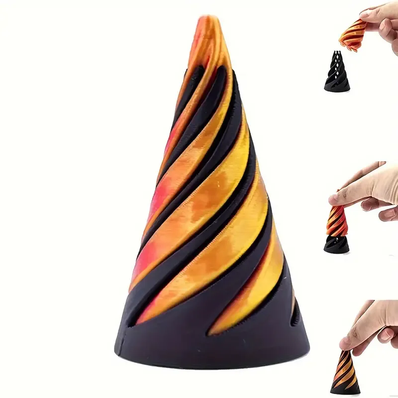3D Printed Spiral Tree And Carrot Stress Relief Set - Unique Pop Fidget Toy for Adults And Teens - Plastic Material