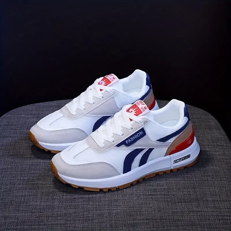 Women's Colorblock Casual Sneakers, Lace Up Platform Soft Sole Walking Shoes, Low-top Comfort Trainers plus size