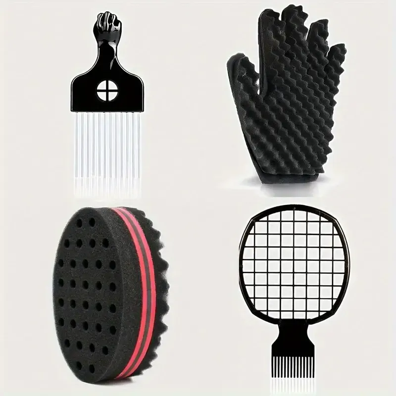 4pcs/Set Hair Sponge Set With Curl Sponge Glove