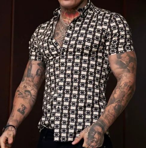 Men's printed short-sleeved summer shirt