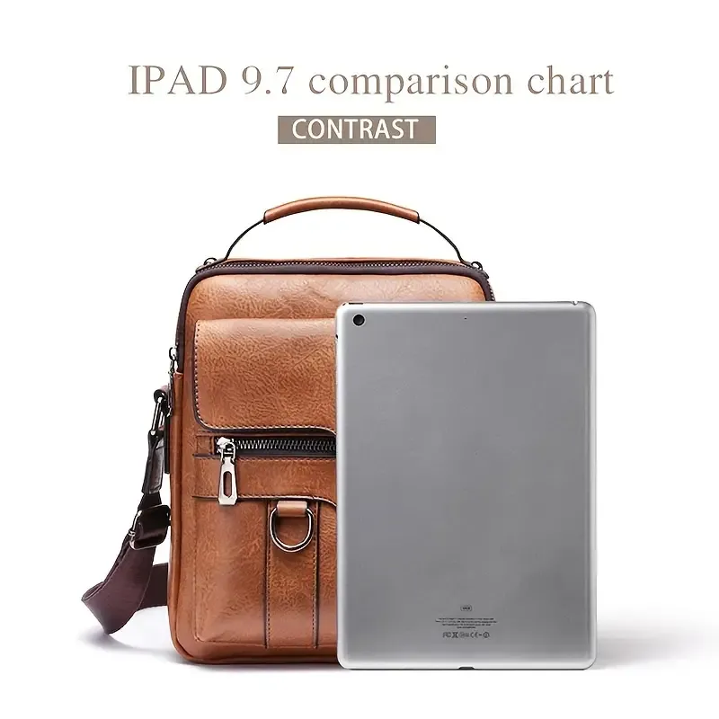 Vintage-Style Men's Genuine Leather Crossbody Shoulder Bag