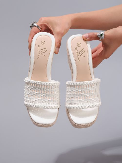 Hollowed-out hemp rope wedge heel sandals with a one-strap summer casual shoes