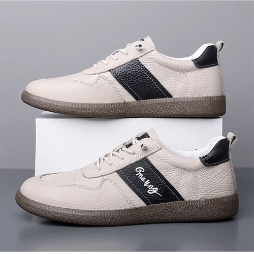 New men's top-layer casual, breathable and trendy soft-soled sports leather shoes