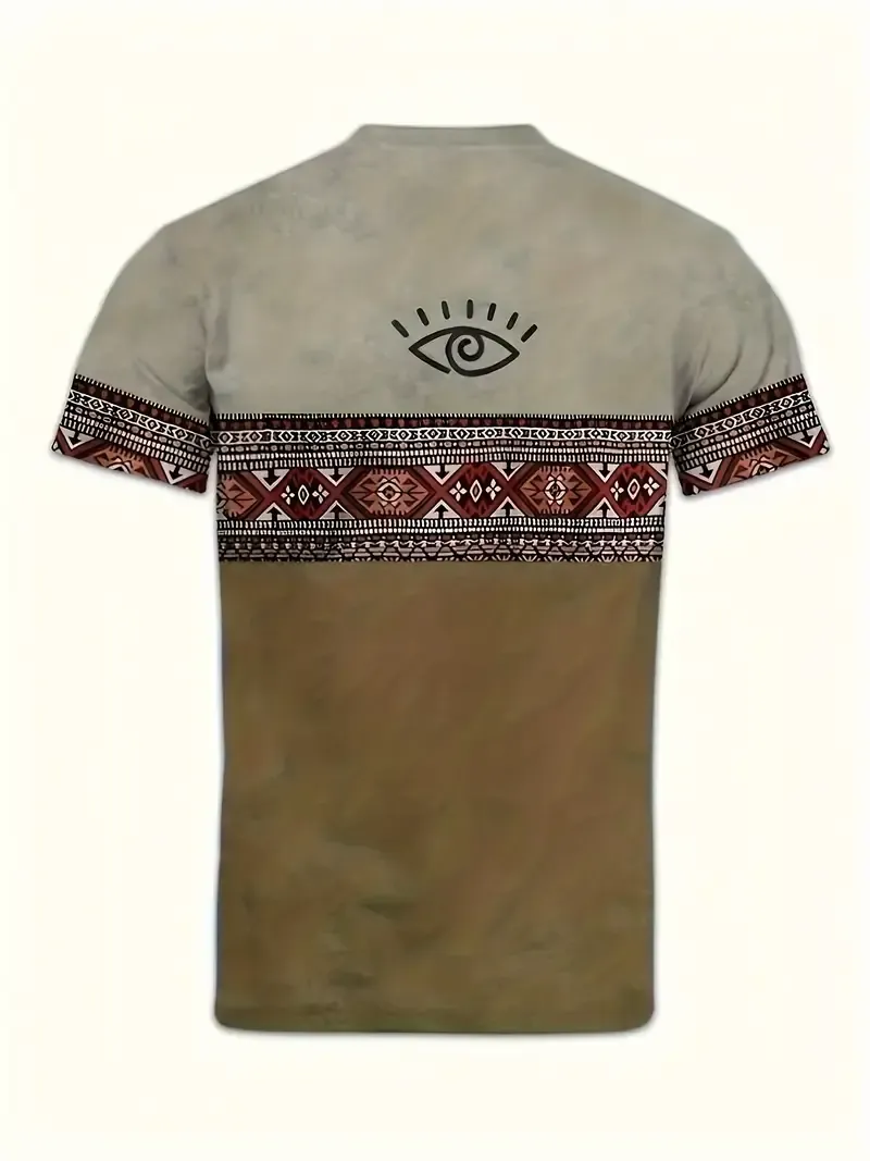 Men's Casual Crew Neck Graphic T-shirt With Fancy Print