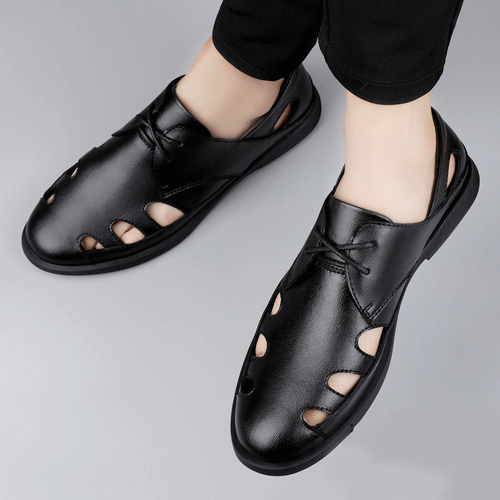 Summer leather sandals for men, head-to-toe shoe cover, foot-warming driving shoes