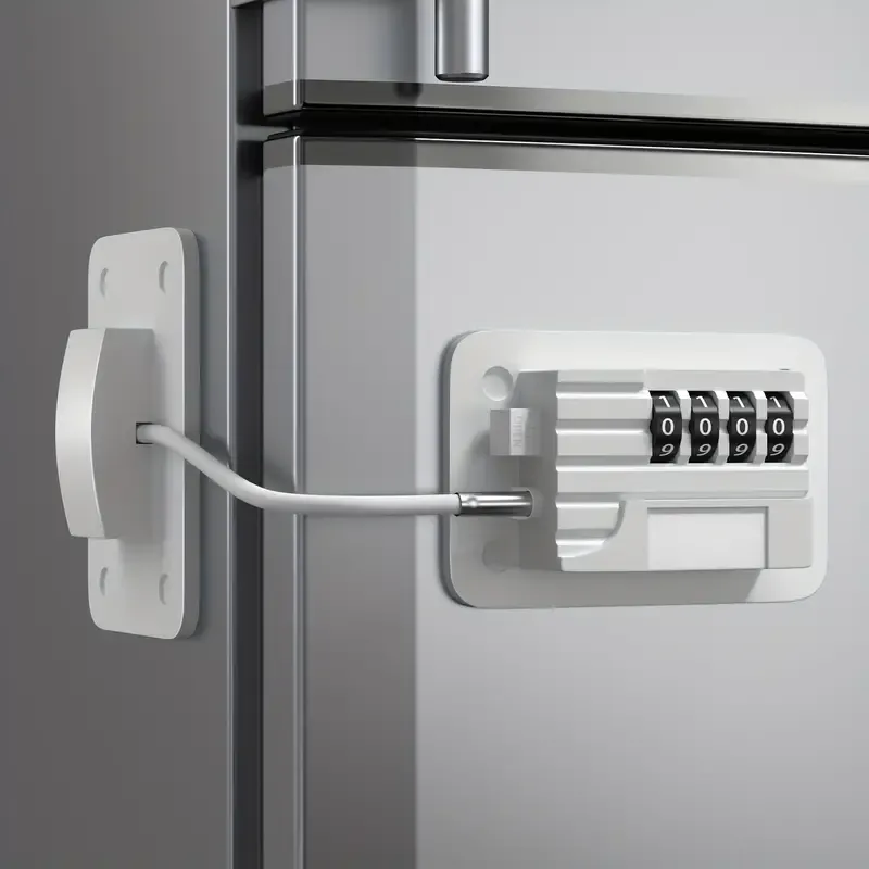 1pc Refrigerator Lock, Heavy Duty Fridge Lock, Combination Lock for Refrigerator Cabinets, Child Safety Drawers, Lock, Take Care of Your Family, Easy Install No Keys Needed,