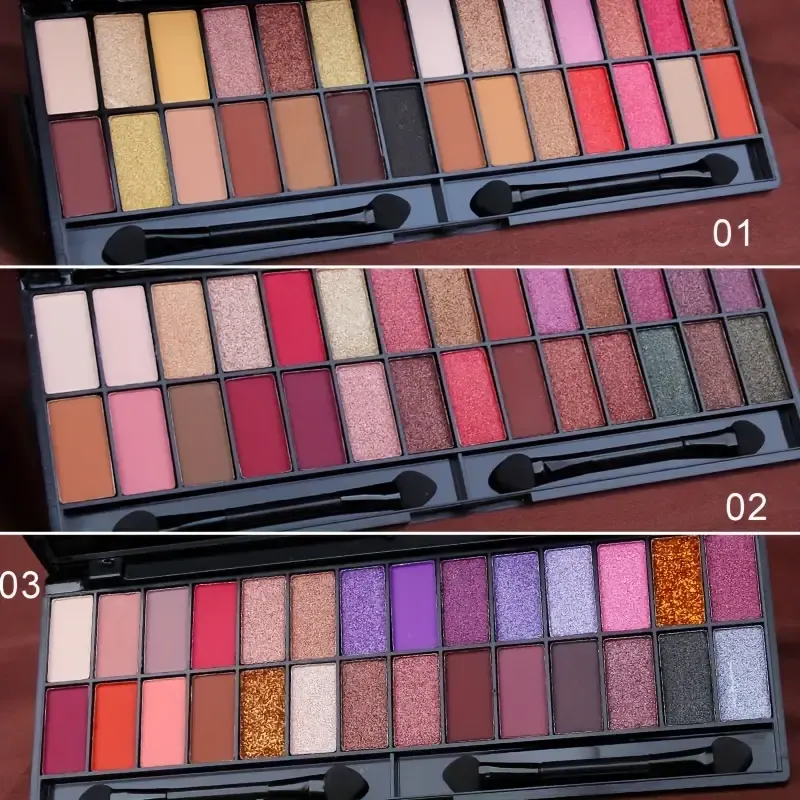 28 Colors Makeup Nude Eyeshadow Palette, Natural Multicolor Matte Glitter Color Eyeshadow Palette Waterproof Smokey Beauty Makeup Set, Send Two Eyeshadow Brushes, 3 Sets Fashion Trendy Color Matching For Music Festival
