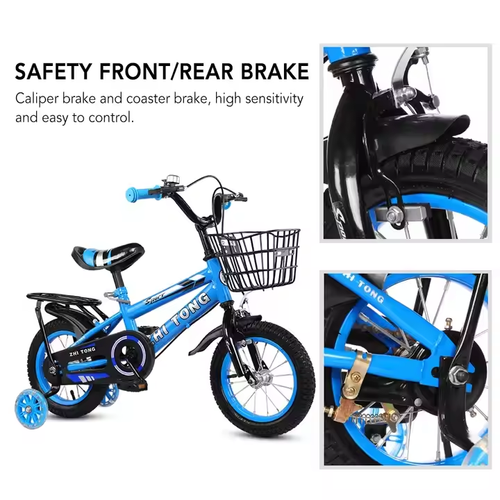 Children Bike 12 Inch Boys Girls Toddler Bicycle Adjustable Height Kid Bicycle with Detachable Basket for 2-7 Years Old