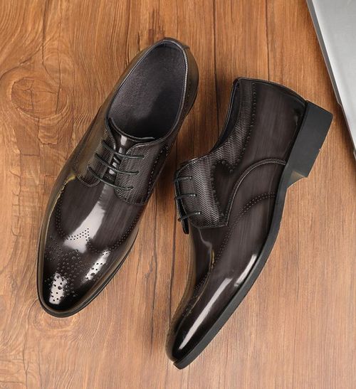 Metallic brushed leather shoes