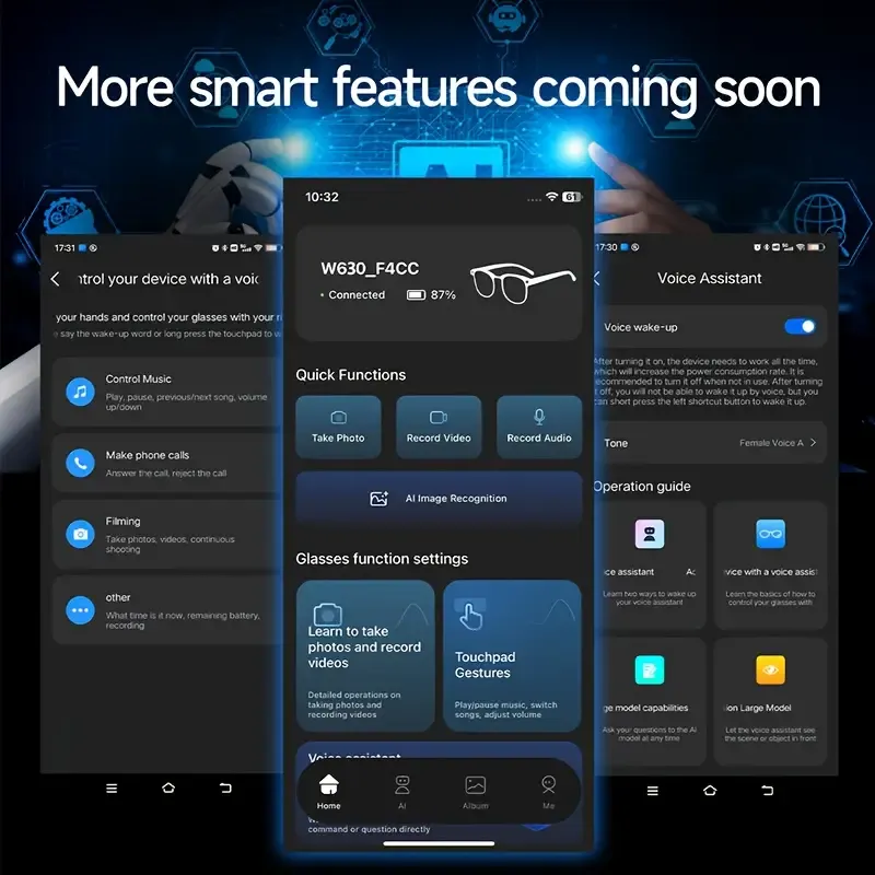 Smart Glasses with, Real-Time Translation & 1080P HD Camera - 8MP Ultra-Wide, Dual-Mic Noise Reduction, - ic, Compatible with Smartphones Tablets for Vlogging, Travel, Video Calls & Multi-Language