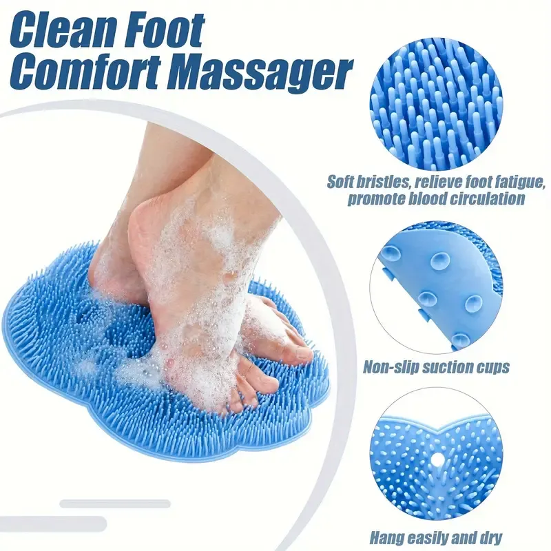 Soft Bristle Foot Massager: Relieve Foot Fatigue, Promote Blood Circulation - Non-slip Suction Cups - Easy to Hang and Dry - No Alcohol