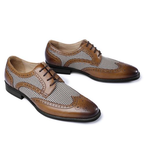 Brock Fashion checkered casual leather shoes