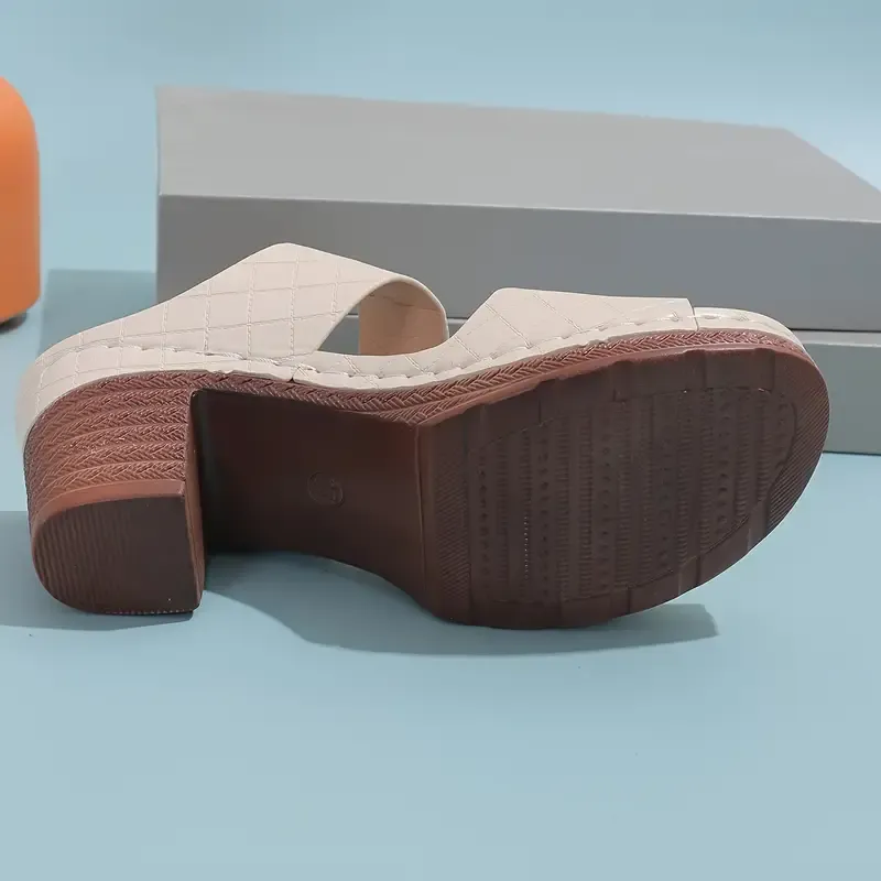 Chunky Heel Slides - Stylish Dual Straps