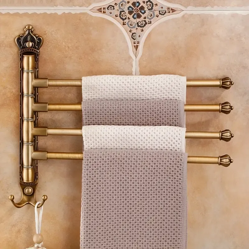 Vintage-Inspired Aluminum Towel Bar - Foldable, Rotating Design for Easy Storage  Organization in Bathroom, Christmas Halloween Gift Decoration