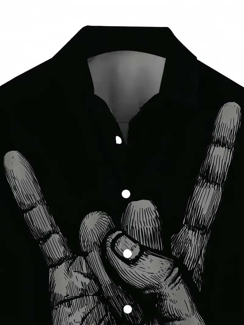 Skull Print Men's Summer Fashionable And Simple Short Sleeve Button Casual Lapel Shirt, Trendy And Versatile, Suitable For Dates, Beach Holiday, As Gifts
