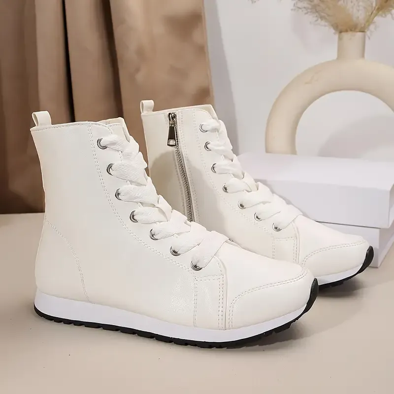 Chic Women's High-Top Sneakers with Side Zipper