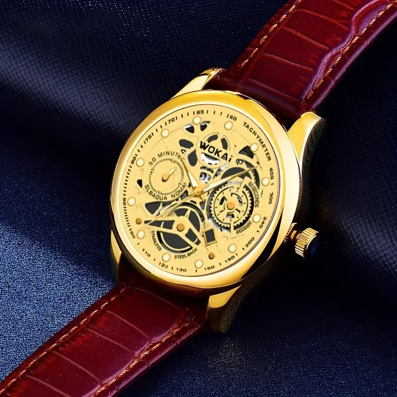 Men's Fashion Quartz Watch - Business Style with Faux Leather Strap