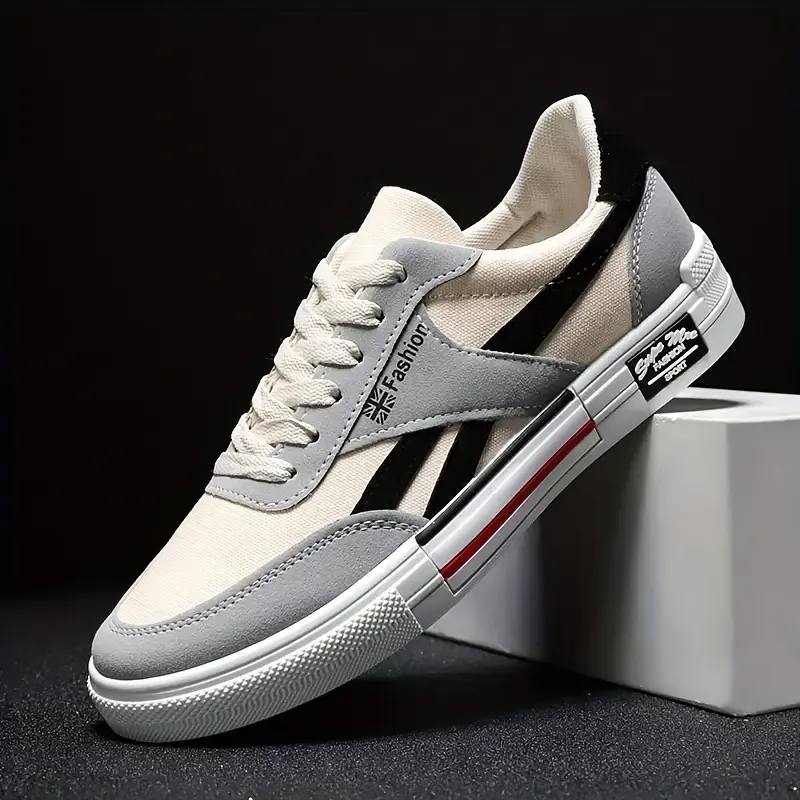 Men's Breathable Canvas Skate Shoes - Non-Slip, Lace-Up Sneakers for All Seasons | Casual Street Style with Comfort Fit & Durable Sole | Perfect for Outdoor Activities