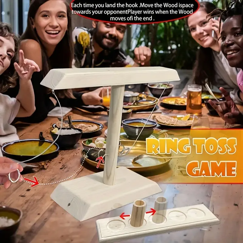 Wooden Hook And Toss Ring Game