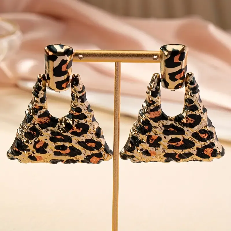 🔥🔥Hot Sale Promotion -Triangle Shape Leopard Pattern Dangle Earrings Simple Sexy Style Creative Female Ear Ornaments