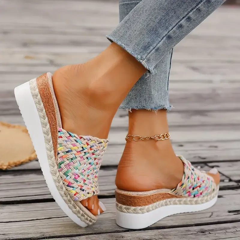 Mid Heel Platform Wedge Sandals