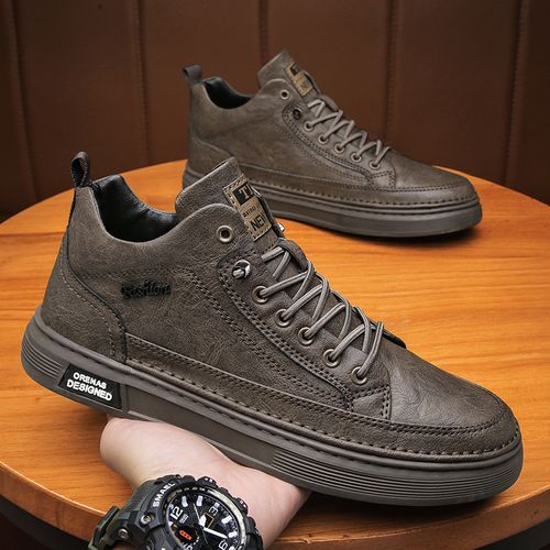High-top retro British casual leather shoes