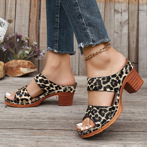 Stylish Leopard Print Chunky Heel