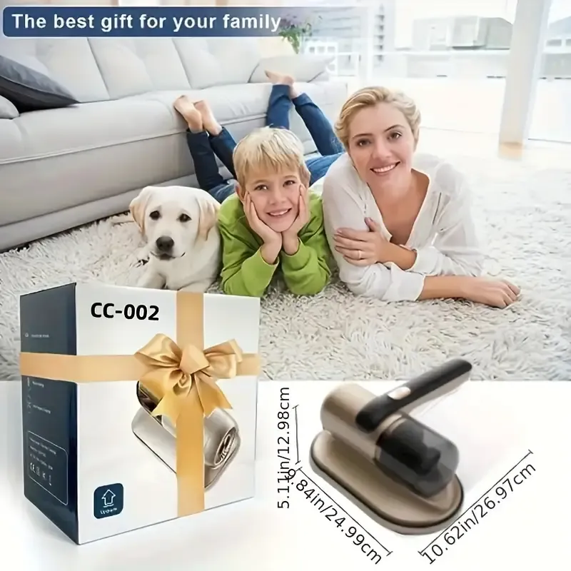 USB Rechargeable Handheld Vacuum Cleaner with UV Sterilization, Strong Suction, Washable HEPA Filter, Low Noise for Pet Hair Removal, Sofa, and Mattress Cleaning - Suitable for Dogs, Plastic Material
