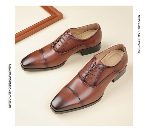 Pointed business formal leather shoes