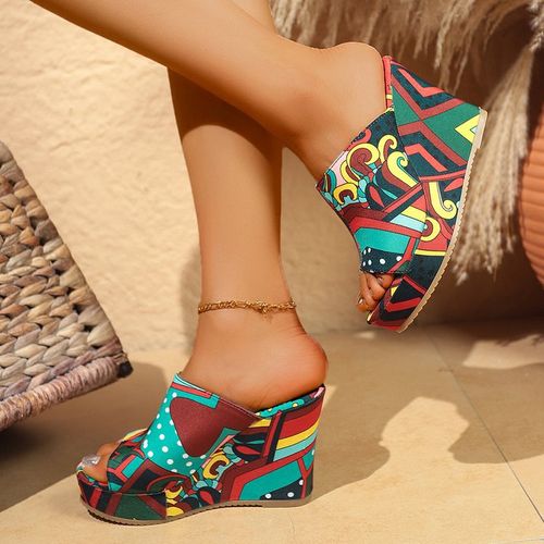 High heel fish mouth sandals colorful beach shoes