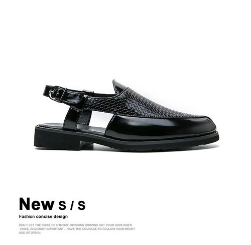 Woven sandals for men British-style breathable buckle sandals Large size