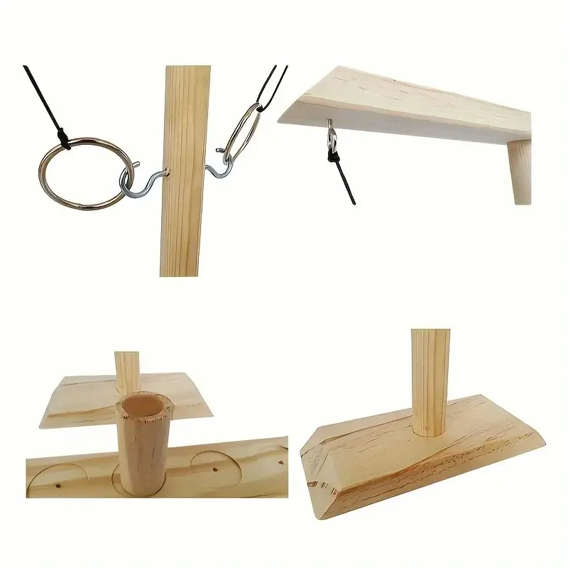 Wooden Hook And Toss Ring Game