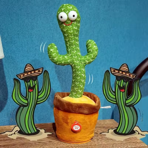 Dancing Cactus Repeats What You Say Electronic Plush Toy with Lighting Singing Cactus Recording and Repeat Your Words for kits