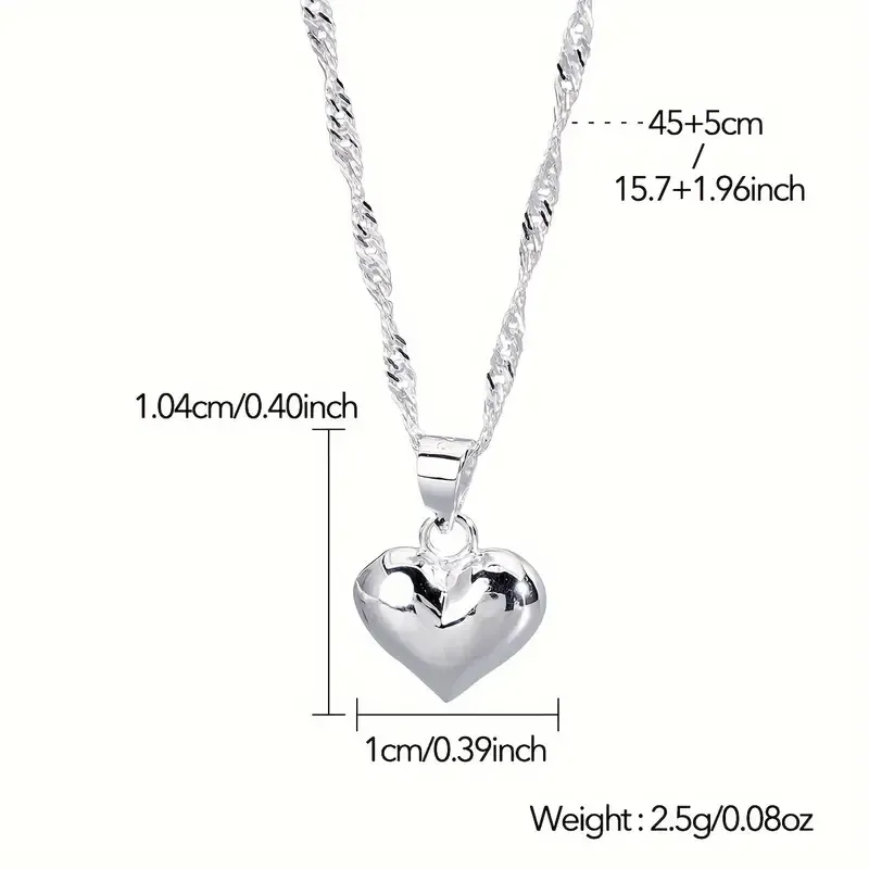 S925 Sterling Silver Heart Pendant Necklace