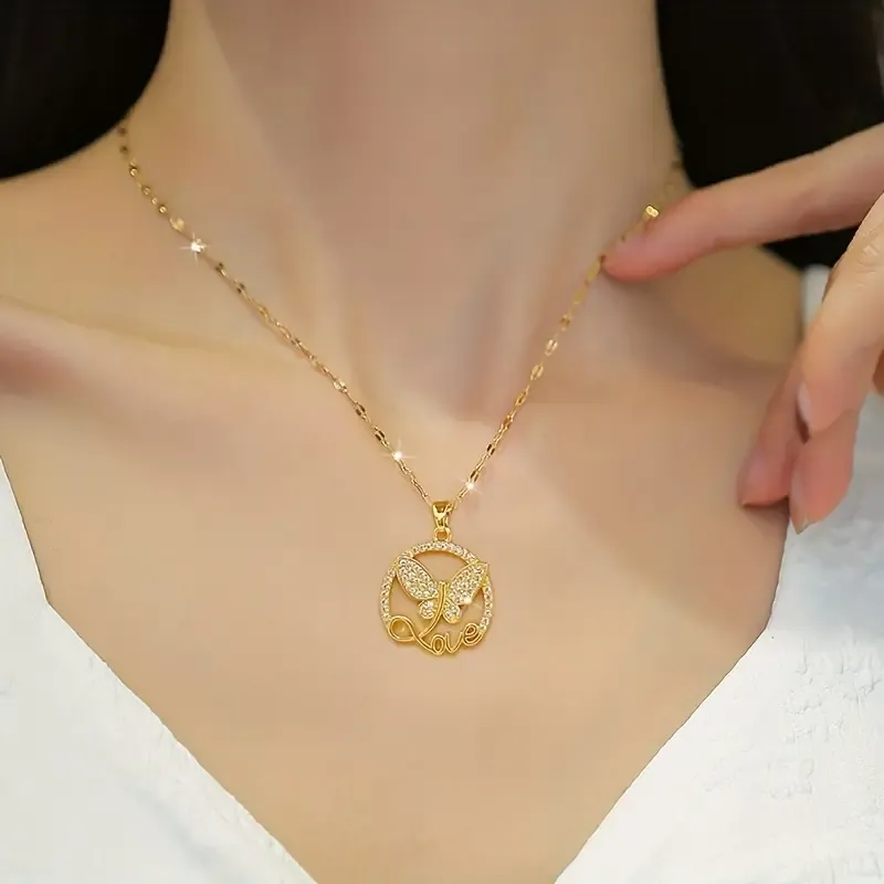 Zircon Mosaic Stainless Steel Butterfly