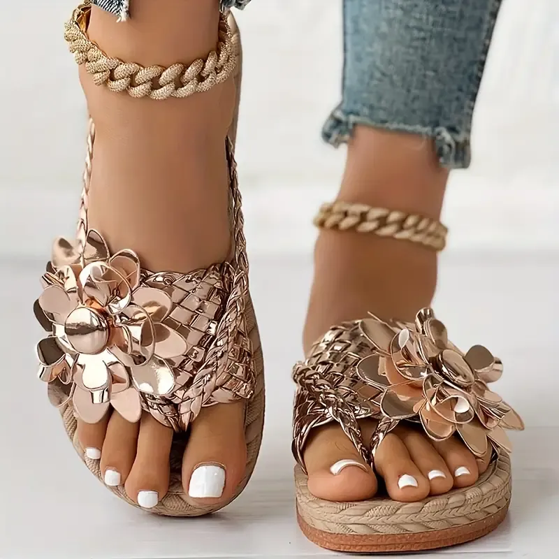 Women's Colorful Floral Decor Thong Sandals, Slip On Open Toe Non-slip Lightweight Shoes, Vacation Summer Beach Shoes