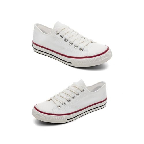 Classic Low-Top Women's Casual Canvas Sneakers, Comfortable Flat Lace-up Fashion Shoes for Daily Wear