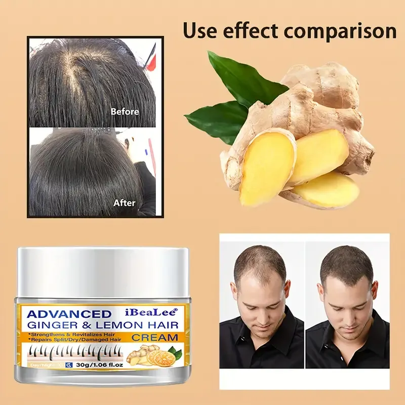 🔥🔥Hot Sale Promotion -2 pcs Ginger & Lemon Hair Cream For Daily Use, Hair Care Cream For Thicker Stronger Hair, Suitable For All Hair Types