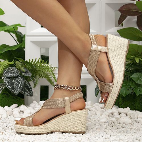 High Heels Women's Wedge Espadrille Sandals, Open Toe Buckle Strap, Fashion Summer Party Vacation for Holiday