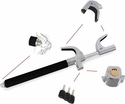 Stagecaptain Steering Wheel Lock - Steel Steering Wheel Lock - Steering Wheel Clamp for Steering Wheels with Approx. 16-30 cm Diameter - Immobiliser with Easy Installation - Anti-Theft Protection with