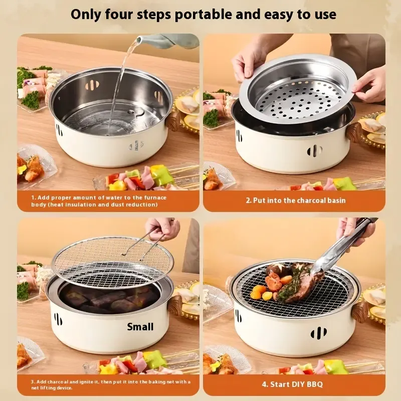 Smokeless Charcoal Grill - Portable Outdoor BBQ Stove for Camping & Picnics, Non-Electric, Perfect for Grilling & Cooking, Ideal for Home, Office, and Restaurant Use