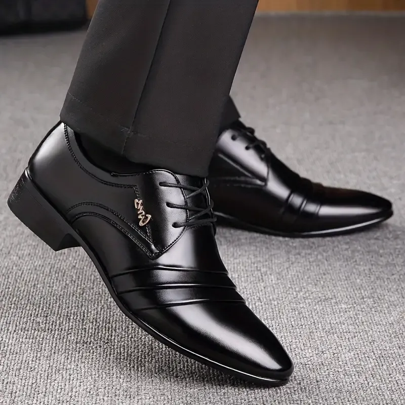 Plus Size Men's Vintage Classic Derby Shoes, Comfy Non Slip Lace Up Rubber Sole Formal Shoes For Men's Outdoor Activities