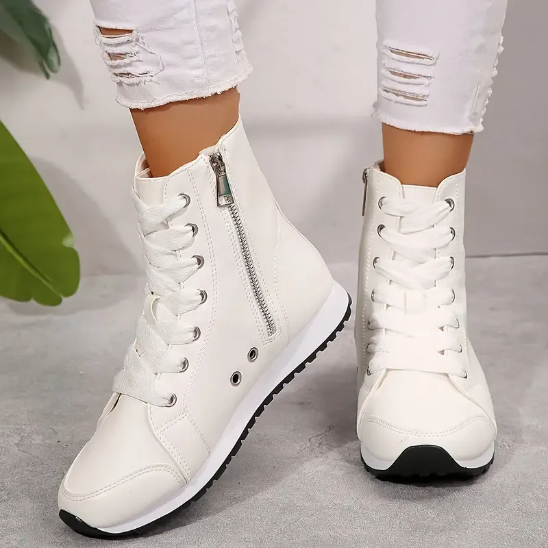 Chic Women's High-Top Sneakers with Side Zipper