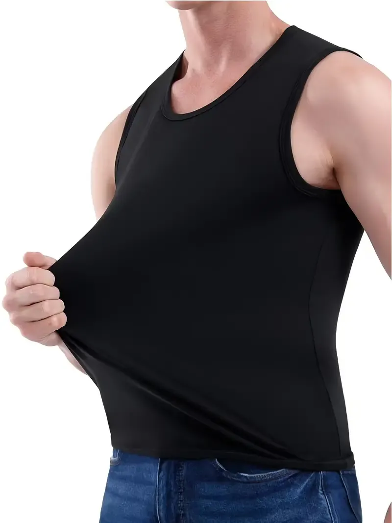 3pcs Men's Solid Sleeveless Sports Tank Top, Quick Dry Breathable Sweat-Wicking Round Neck Top Basic Style Fitness Gym Wear For Running Outdoor Training