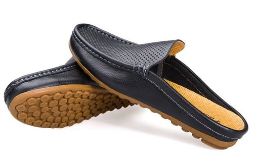 Leather summer breathable fashionable trendy shoes with a head cover, casual shoes
