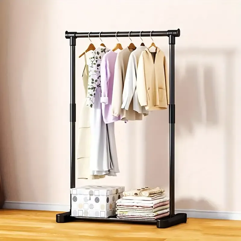 Easy-Install Metal Clothes Rack - Indoor Outdoor Vertical Hanger for Home & Balcony Storage, Space-Saving Design with Hooks, Drying Racks