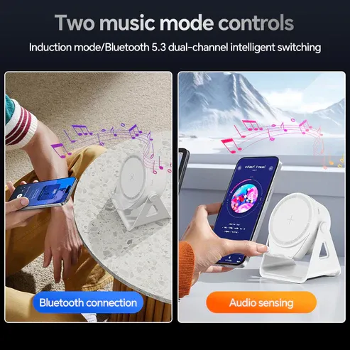 2025 New Color Light Sensor Bluetooth Speaker Desktop Phone Tablet Stand Mini Wireless Speaker