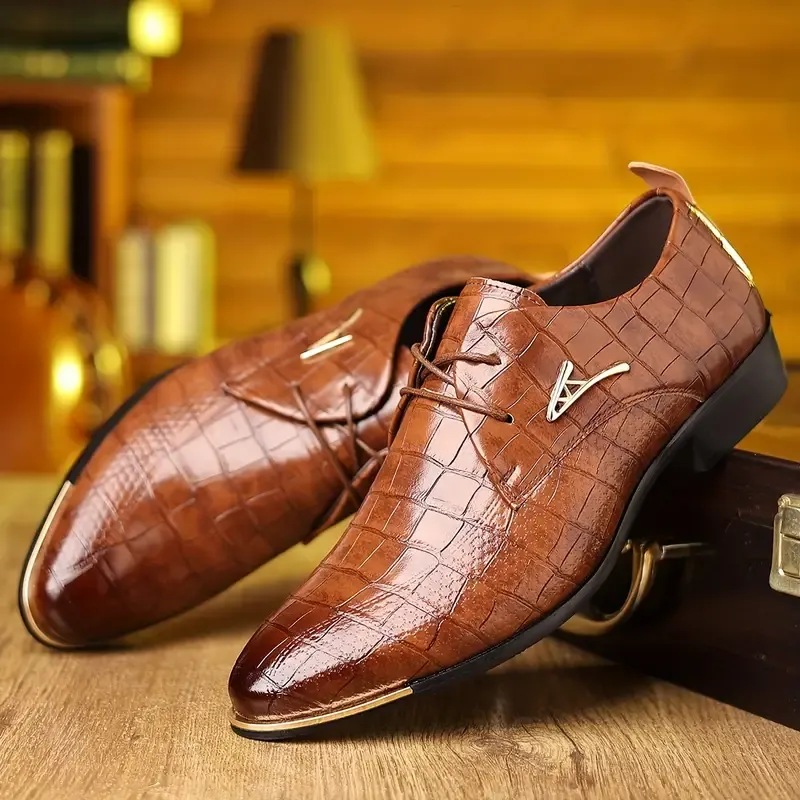 🔥🔥Hot Sale Promotion -Men's PU Leather Oxford Shoes, Formal Dress Shoes For Wedding Party Office