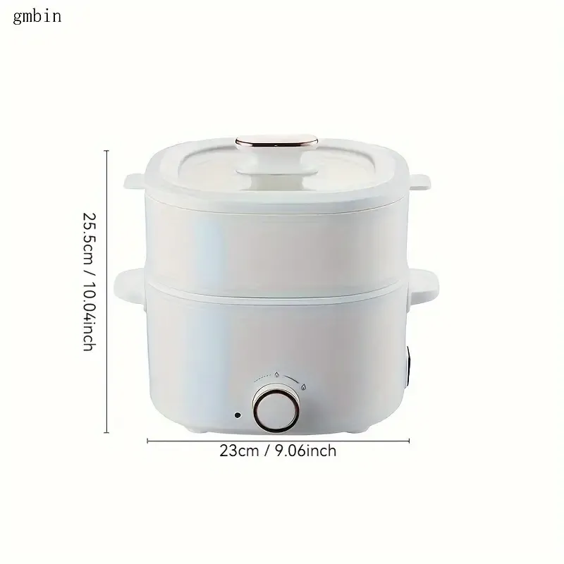 Gmbin Multifunctional Electric Cooker with Steamer - 220V-240V British Specification Plug - Power Supply Operated, Versatile Cooking Pot with ABS Material for Boiling, Steaming, and Frying